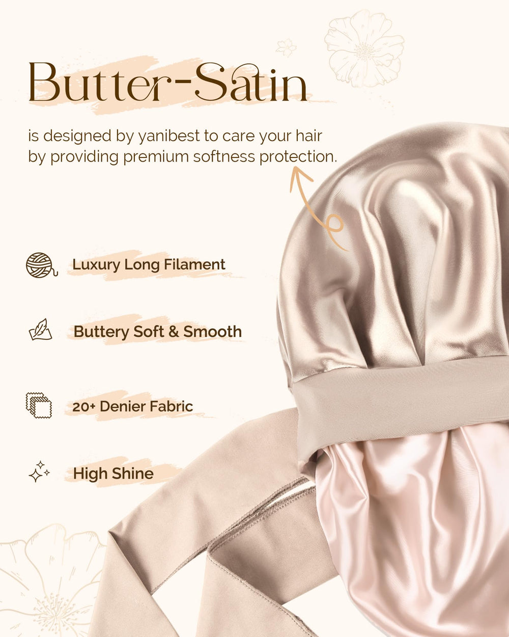 YANIBEST bonnet ajustable, bande élastique souple et ajustement sécurisé.
