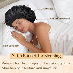 YANIBEST bonnet satin à deux couches: élégant et pratique pour dormir et se maquiller.