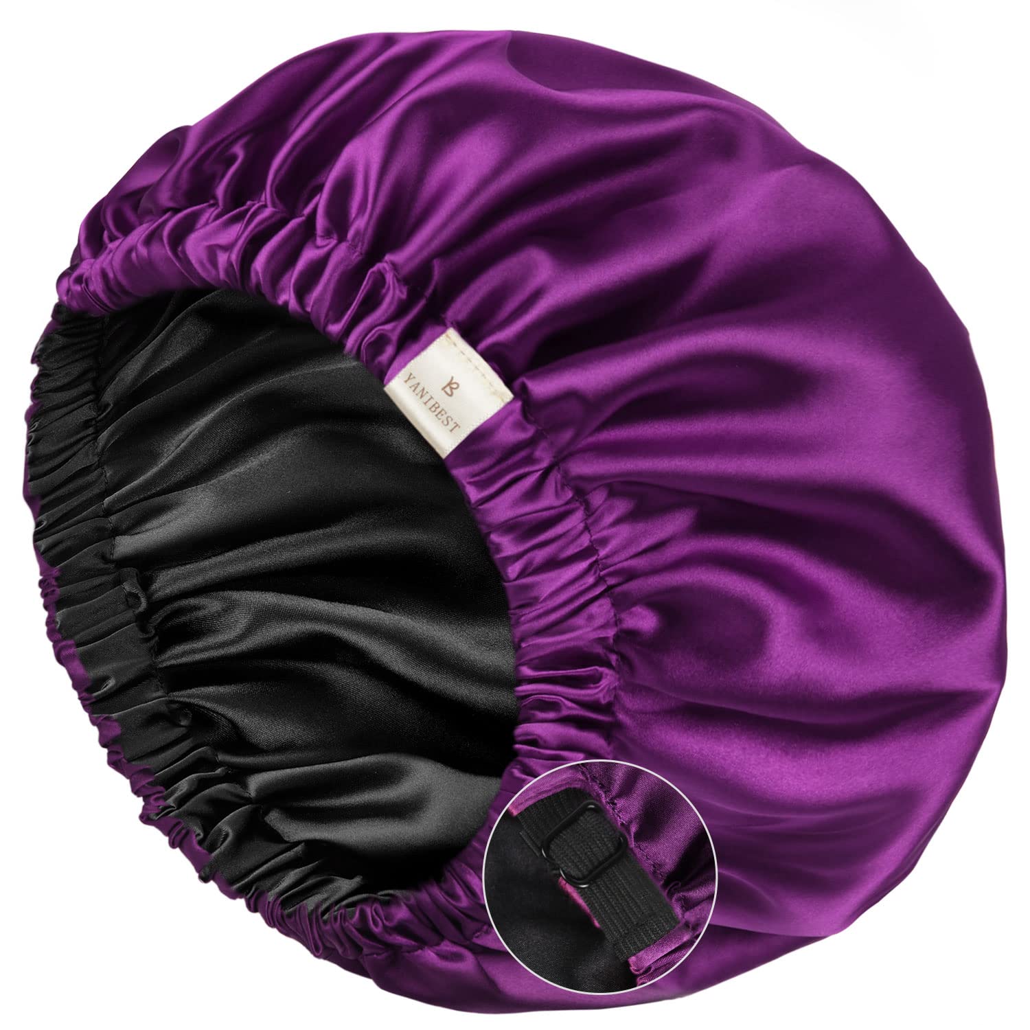 Bonnet YANIBEST en satin double couche violet, douceur nocturne et protection.
