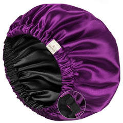 Bonnet YANIBEST en satin double couche violet, douceur nocturne et protection.