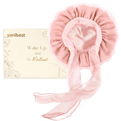 Yanibest bonnet-dormir-soie-respirant rose protège les cheveux pendant le sommeil.