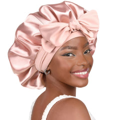 YANIBEST bonnet satin ajustable pour dormir, douceur et protection nocturne.