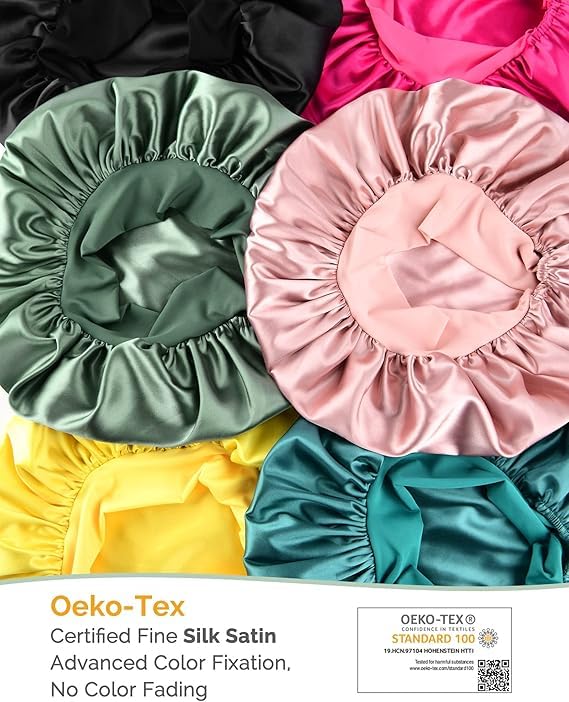 Bonnet YANIBEST satin double couche, cadeau pratique pour soins capillaires.