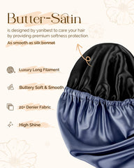 Yanibest bonnet satin cheveux bouclés marine évite les nœuds et frisottis au réveil.