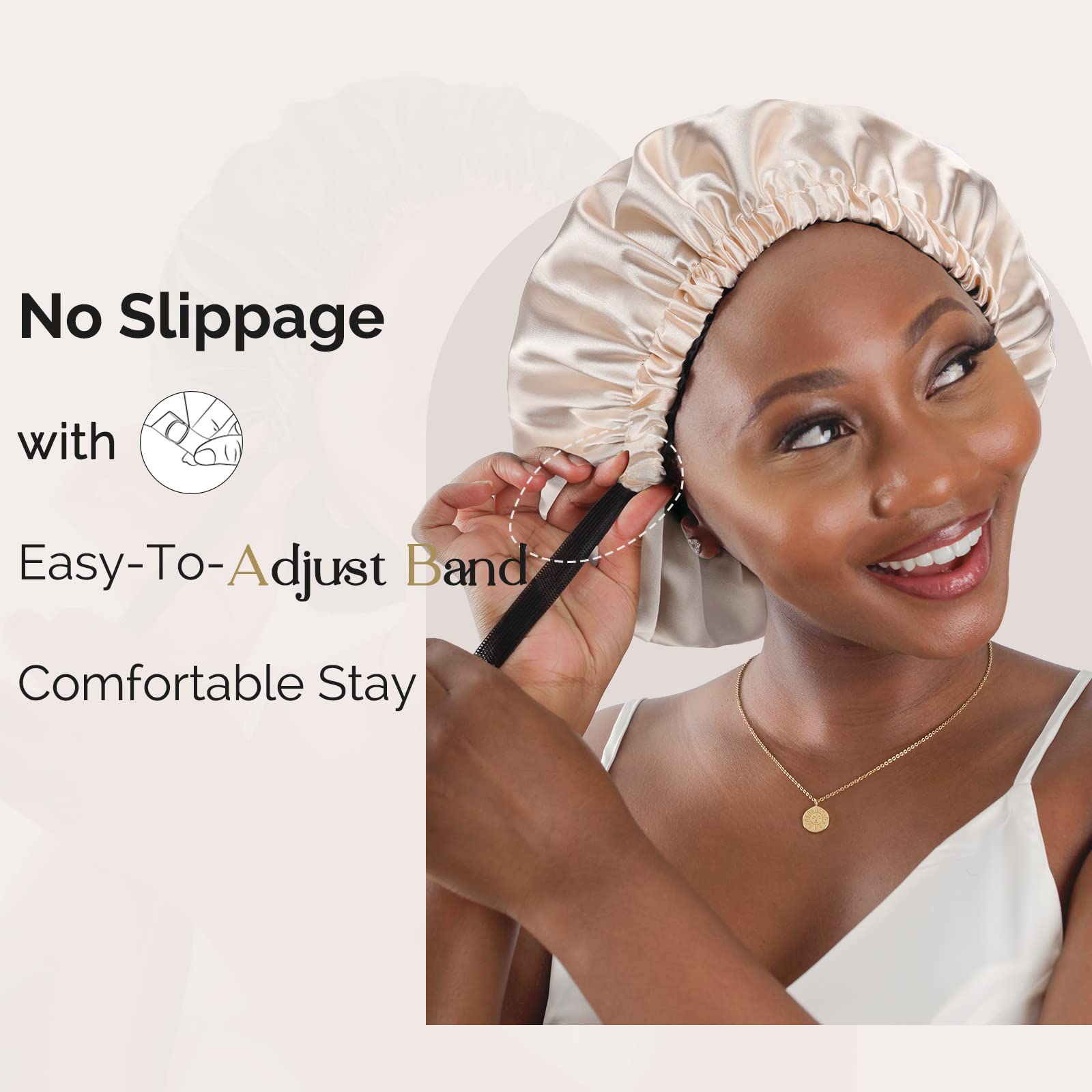 Bonnet Yanibest satin-cheveux-boucles-naturelles: convient à tous types pour dormir