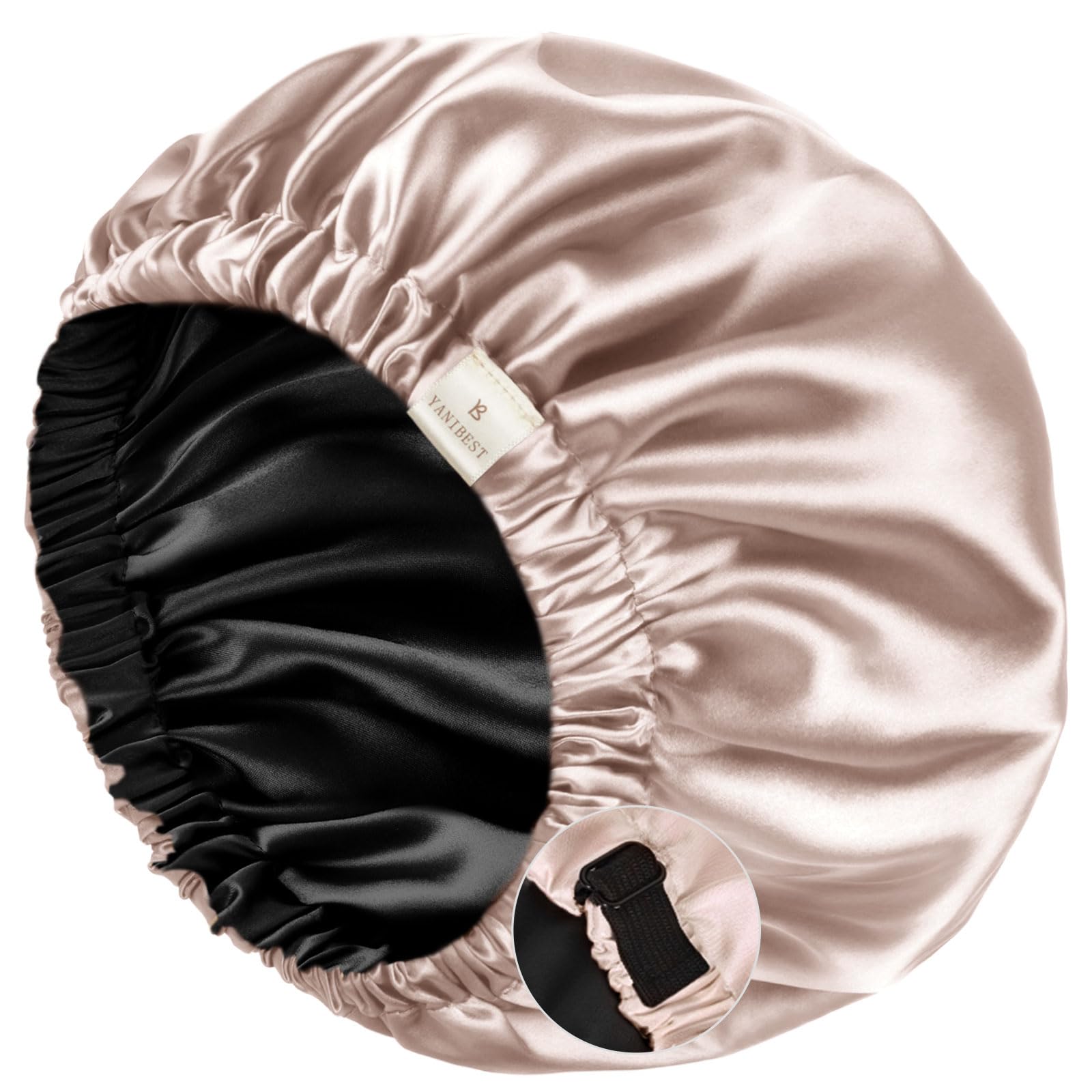 Bonnet Yanibest satin bleu protège les cheveux pendant le sommeil et apaise le cuir chevelu.