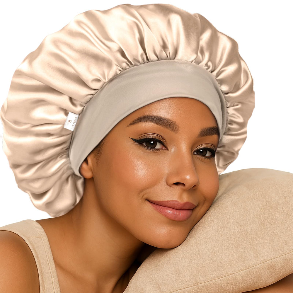 YANIBEST bonnet satin double couche: confort nocturne et protection des cheveux.