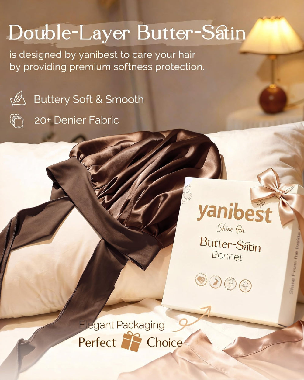 YANIBEST bonnet-satin-double-couche-protection des boucles pendant la nuit