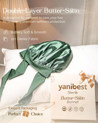 YANIBEST bonnet satin double couche, protection renforcée des coiffures pendant la nuit.