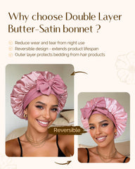 Yanibest bonnet satin rose, parfait pour dormir sans frottement et retenir l'hydratation.