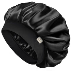 YANIBEST bonnet satin double couches noir: protection douce des cheveux pendant le sommeil.