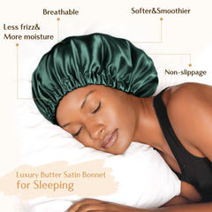 YANIBEST bonnet satin double-face sage protège les draps et cheveux toute la nuit