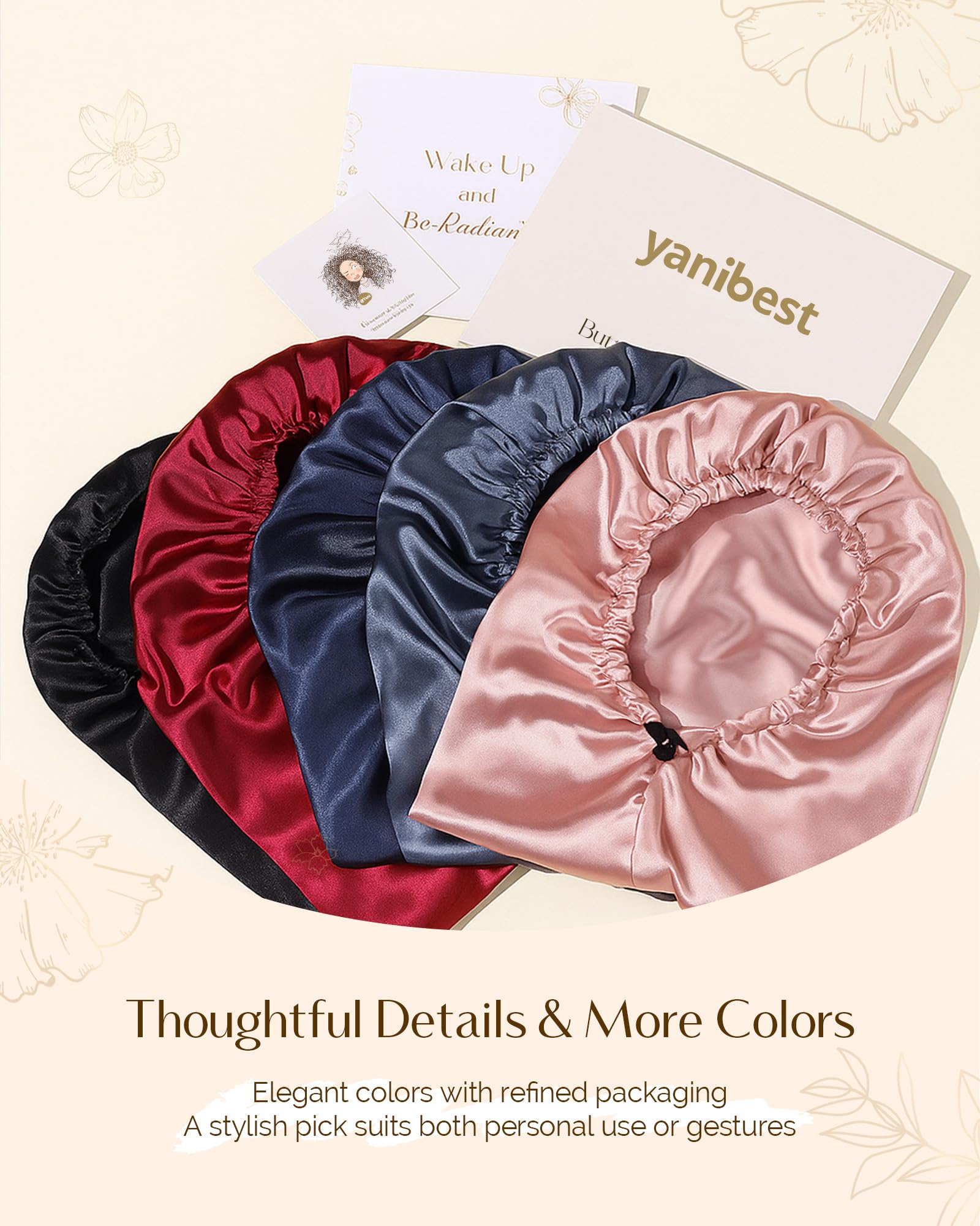 Yanibest bonnet satin lavage doux marine facile à entretenir et nettoyer.