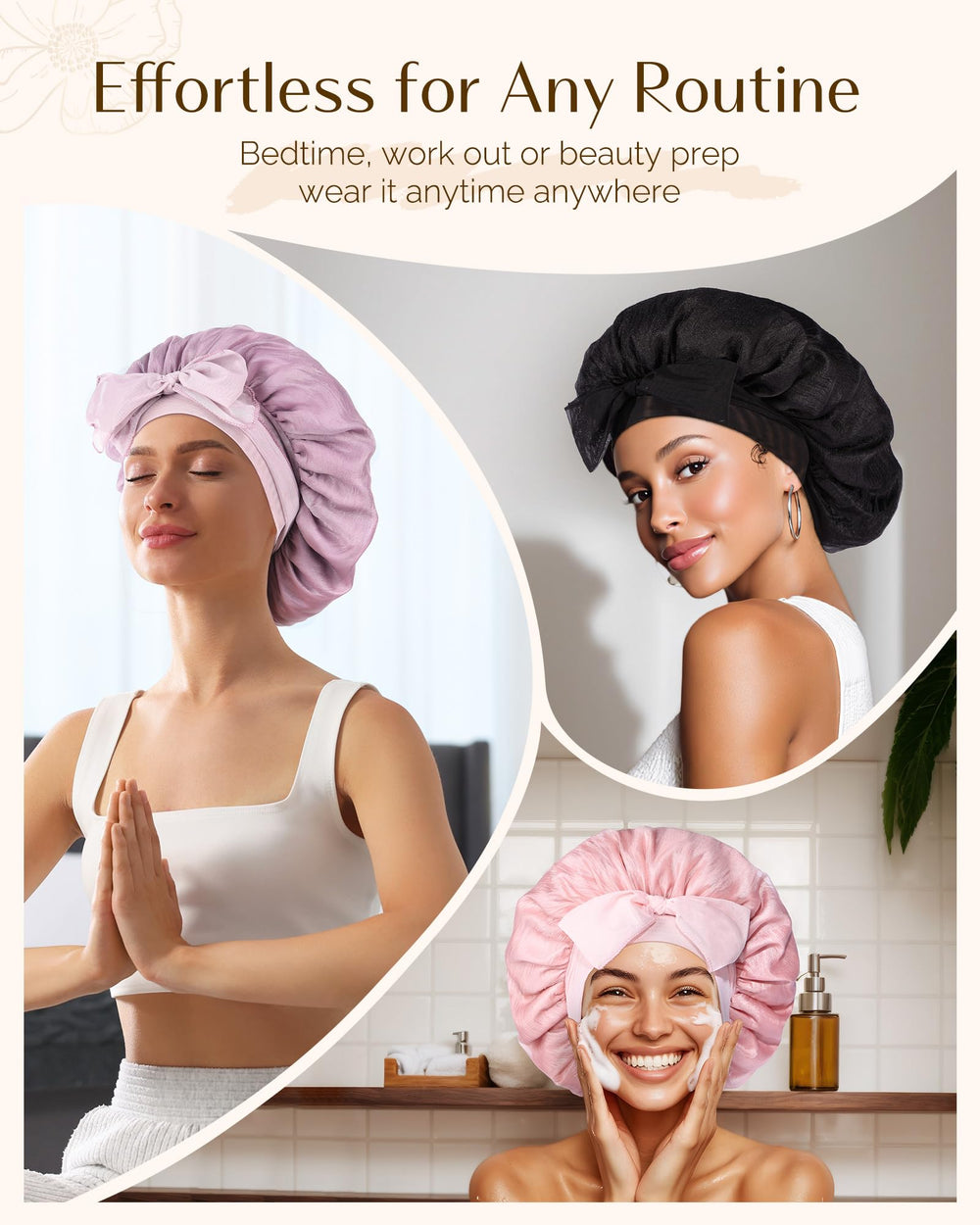 YANIBEST bonnet satin noeud élégant: look chic et maintien confortable.