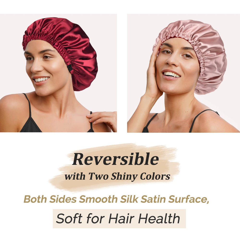 Yanibest bonnet satin porté la nuit sur cheveux bouclés pour plus de confort.