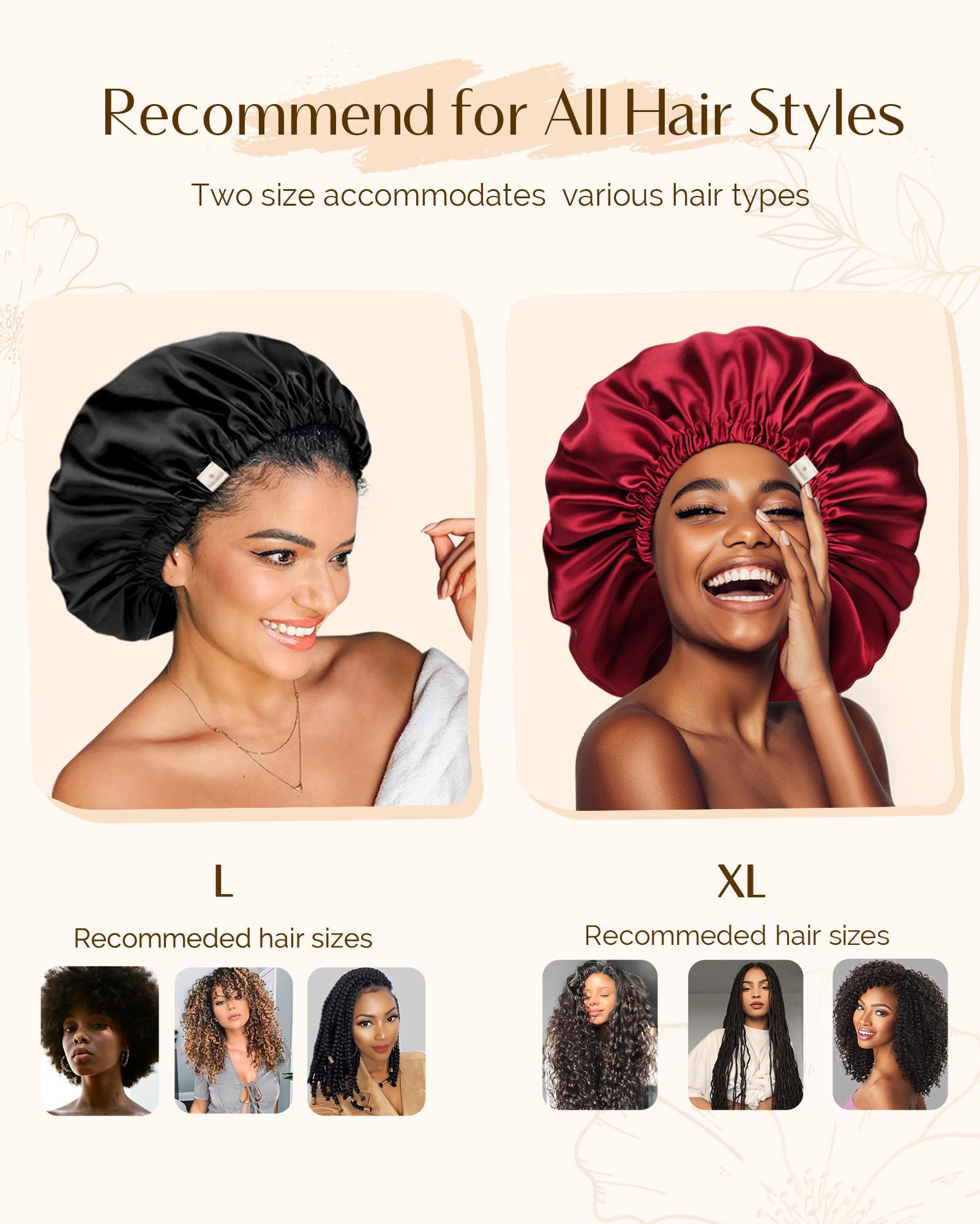 YANIBEST Bonnet Satin protège les cheveux contre les frisottis au réveil