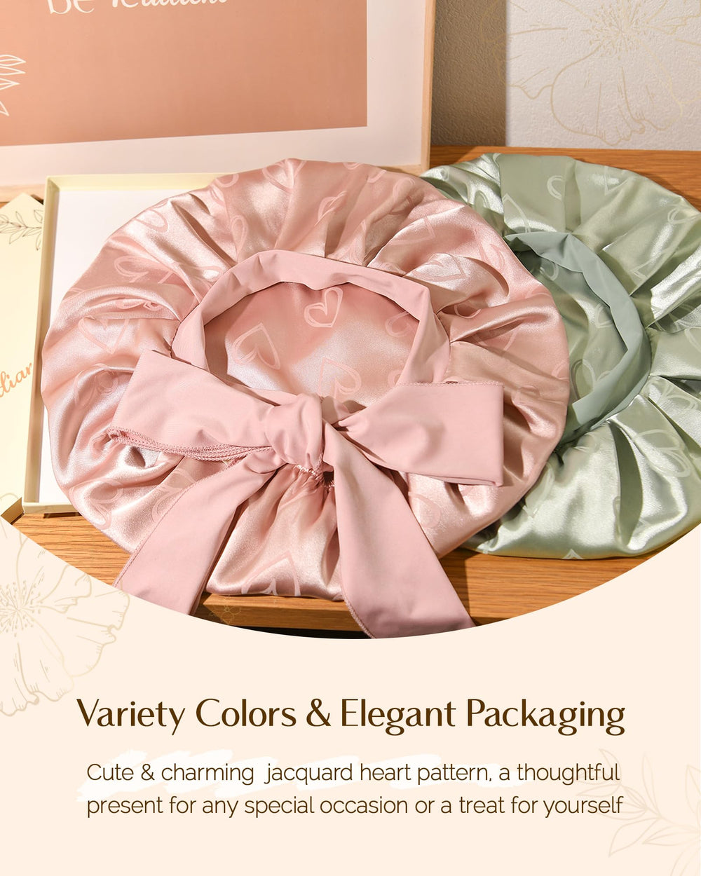 Yanibest bonnet satin réglable bande nouer vert maintien sécurisé toute la nuit