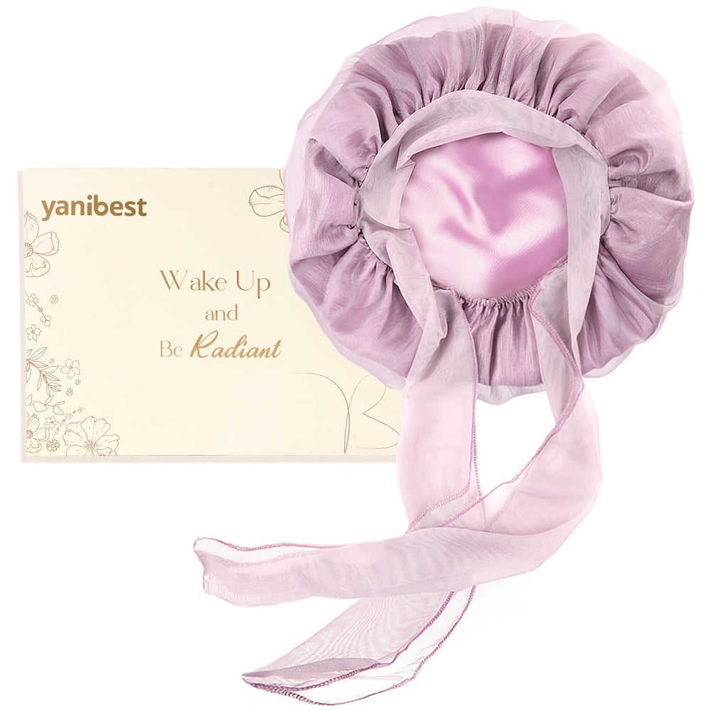 YANIBEST bonnet satin respirant pour la nuit, protection des cheveux et confort durable.