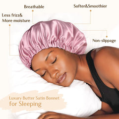 YANIBEST bonnet-satin-reversible-deux-couleurs protège les cheveux et évite les traces sur l’oreiller.