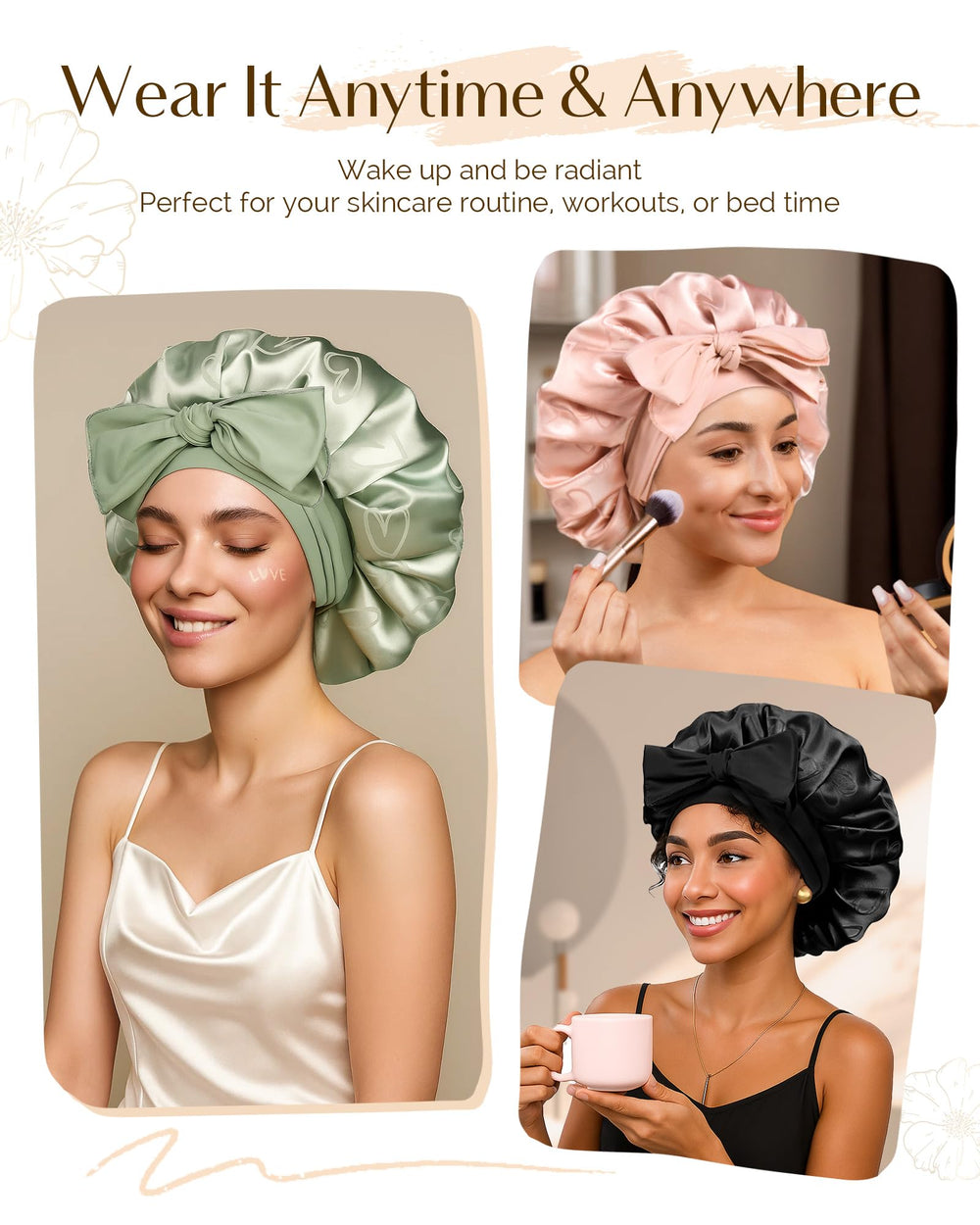 YANIBEST bonnet satin rose pour dormir avec style et soin