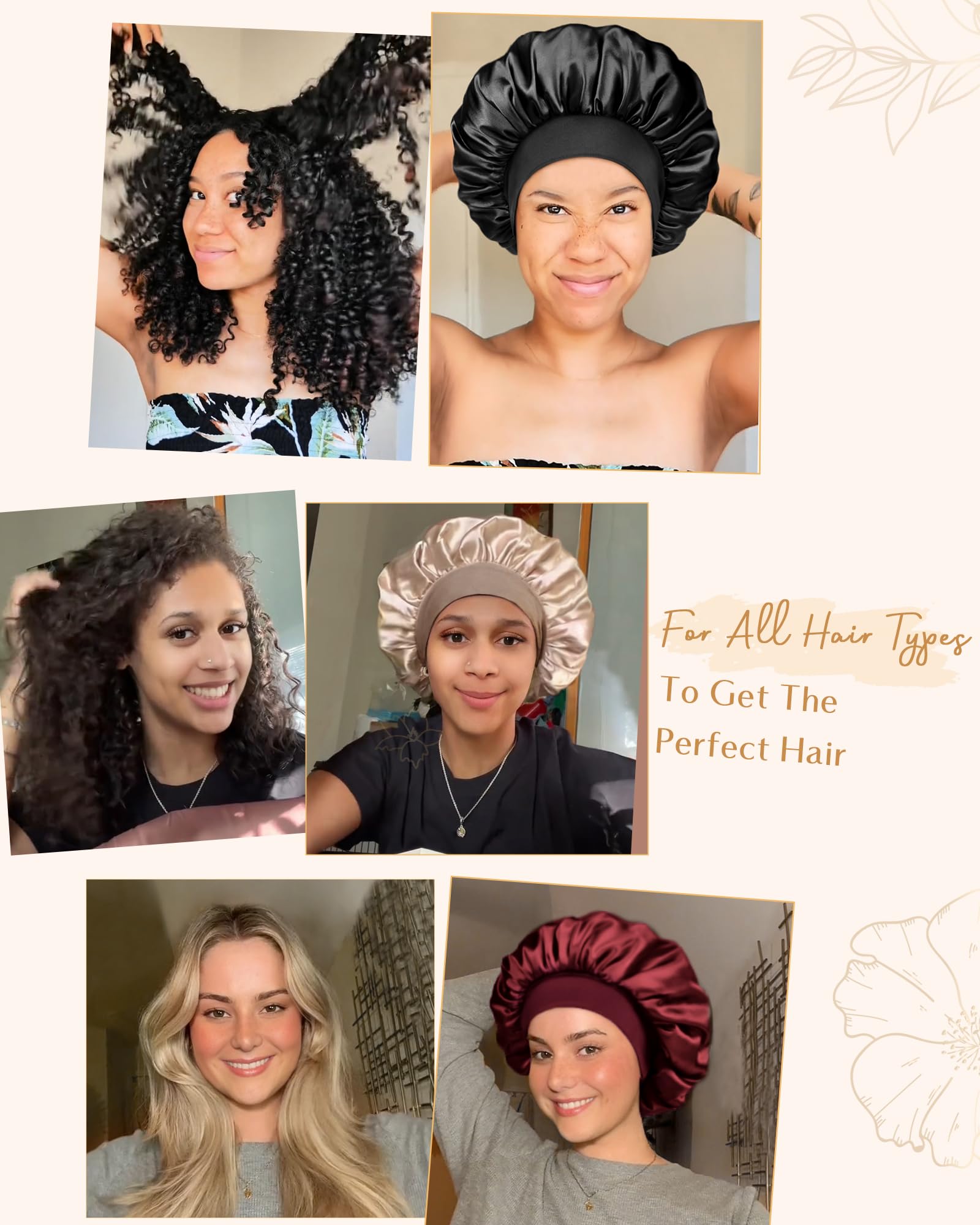 YANIBEST bonnet satin usage divers: nuit, soins et maquillage.