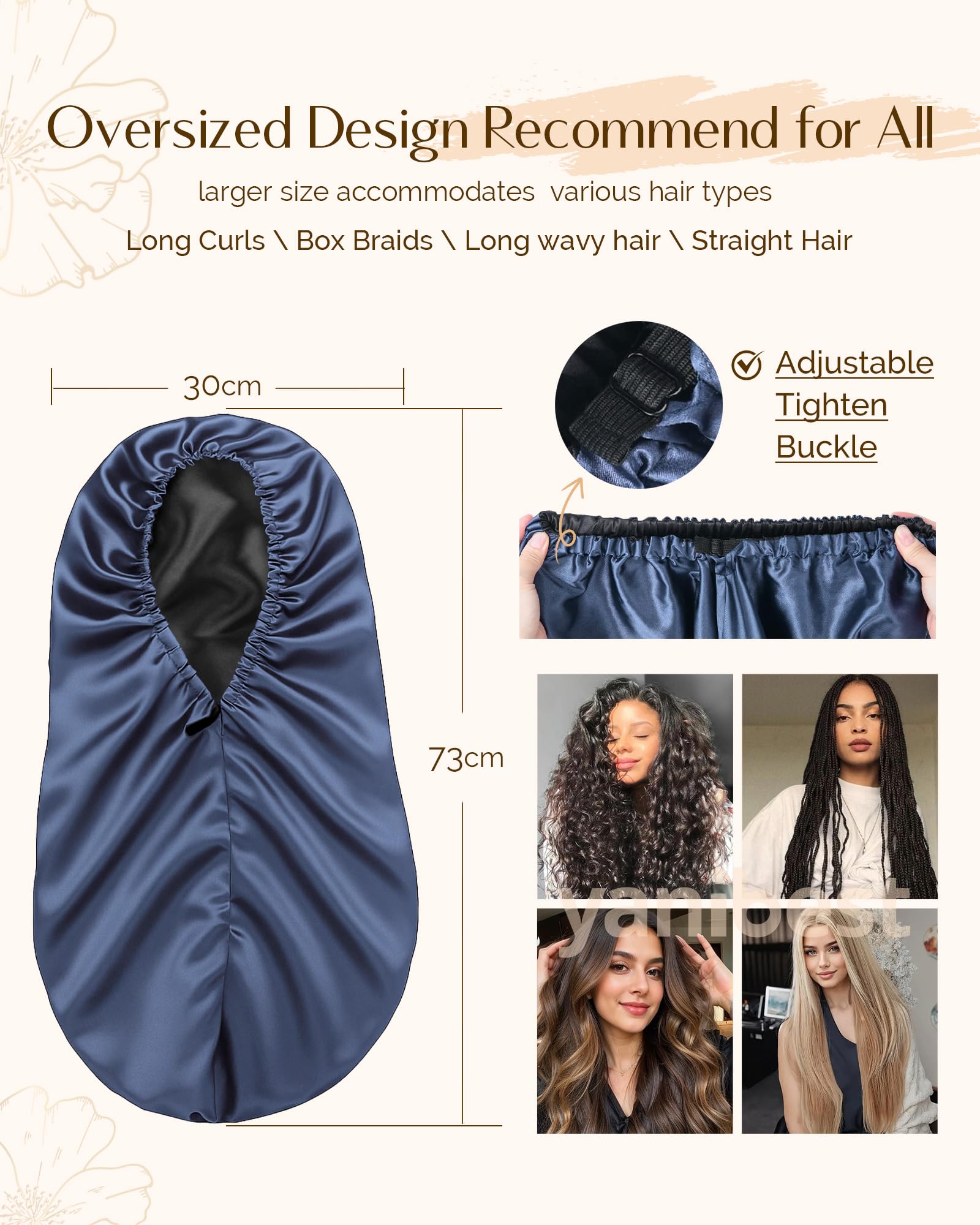 Yanibest bonnet satin utilisation soin visage marine pratique pour la routine beauté nocturne.