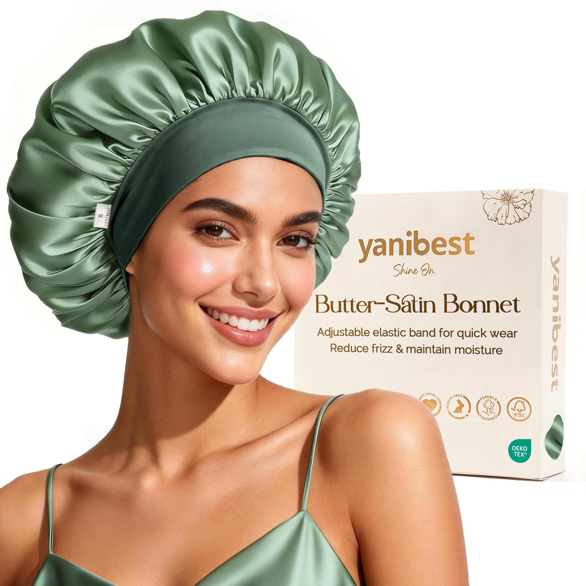 Bonnet en soie YANIBEST double couche pour dormir protège les cheveux en douceur