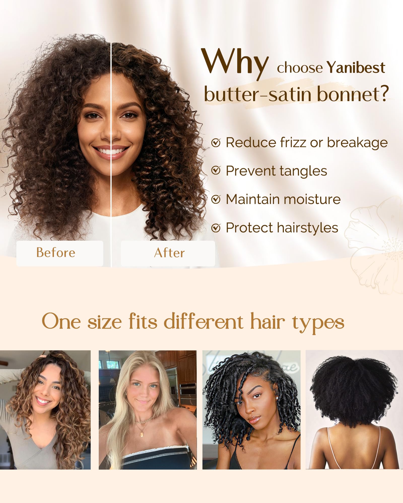 Protection des cheveux avec le bonnet satin YANIBEST double couche