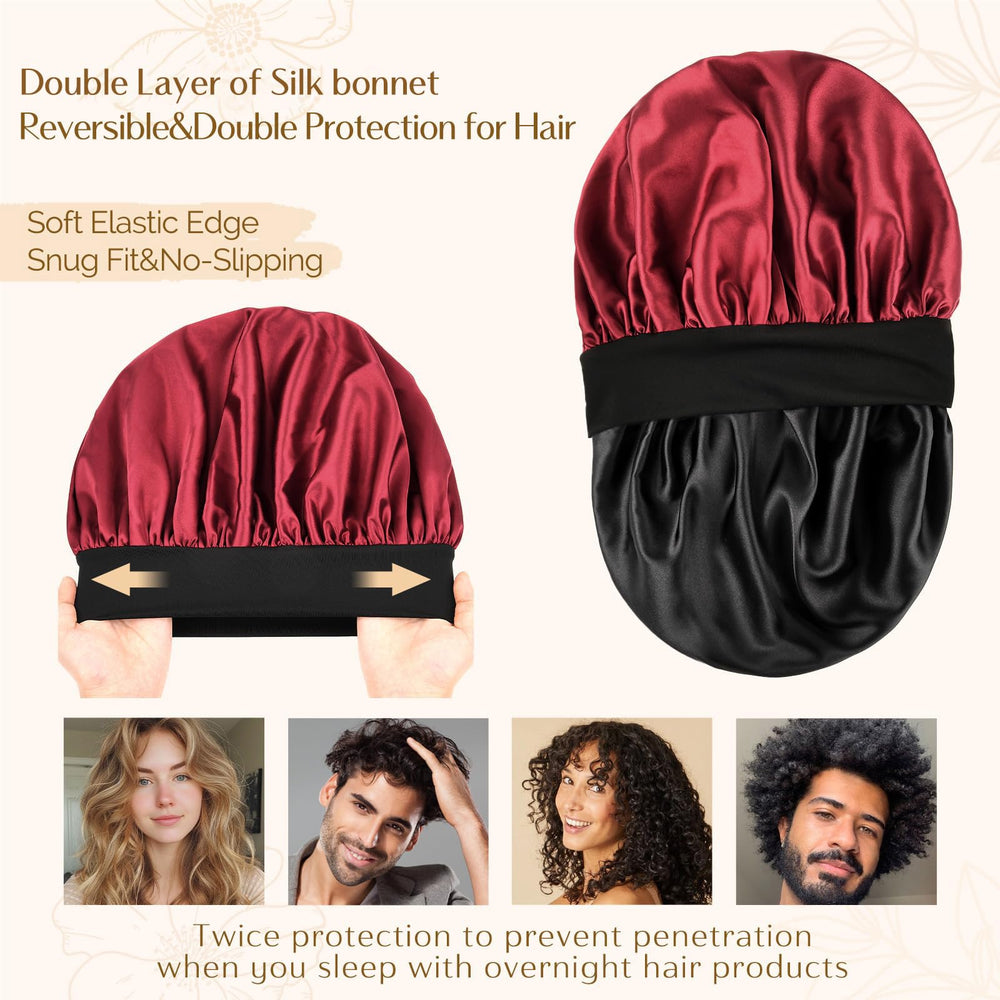 Yanibest bonnet satin rouge détail couture et bande elastique large pour confort
