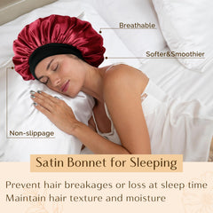 Yanibest bonnet satin rouge protection des cheveux pendant le sommeil