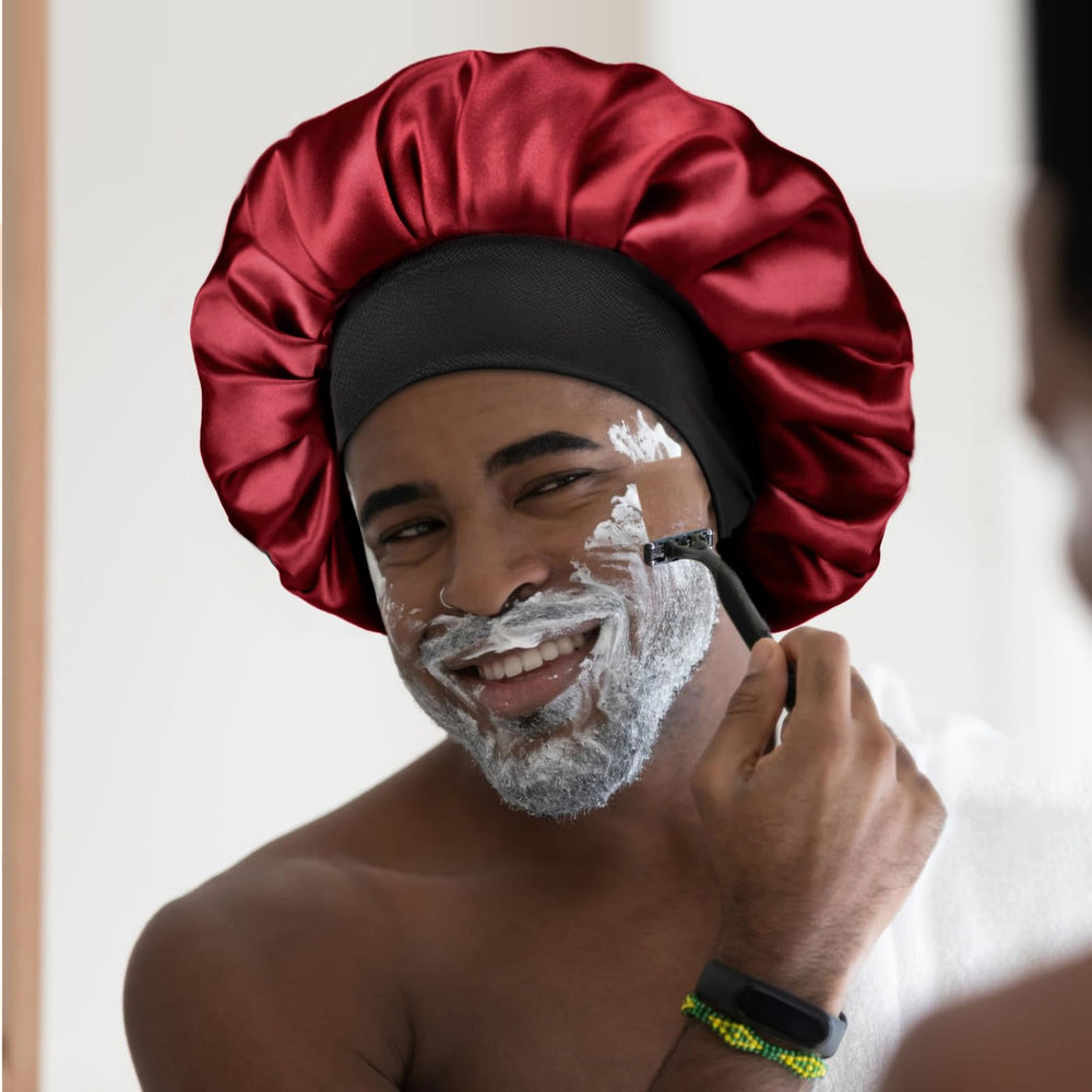 Yanibest bonnet satin rouge utilisation polyvalente pour dormir et soins