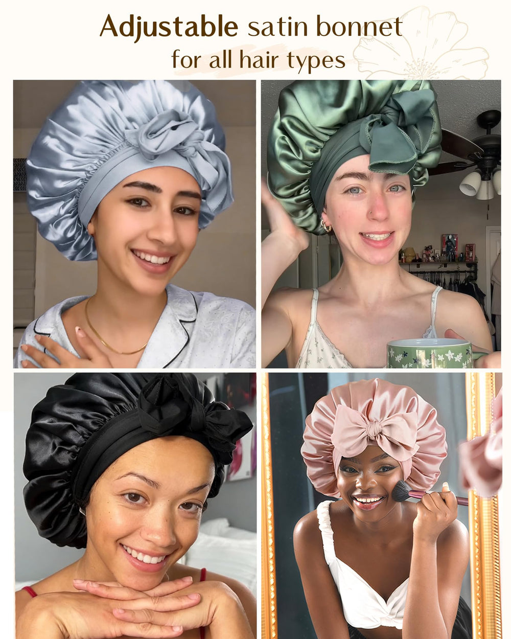 YANIBEST bonnet taille unique, polyvalent pour cheveux naturels et bouclés.
