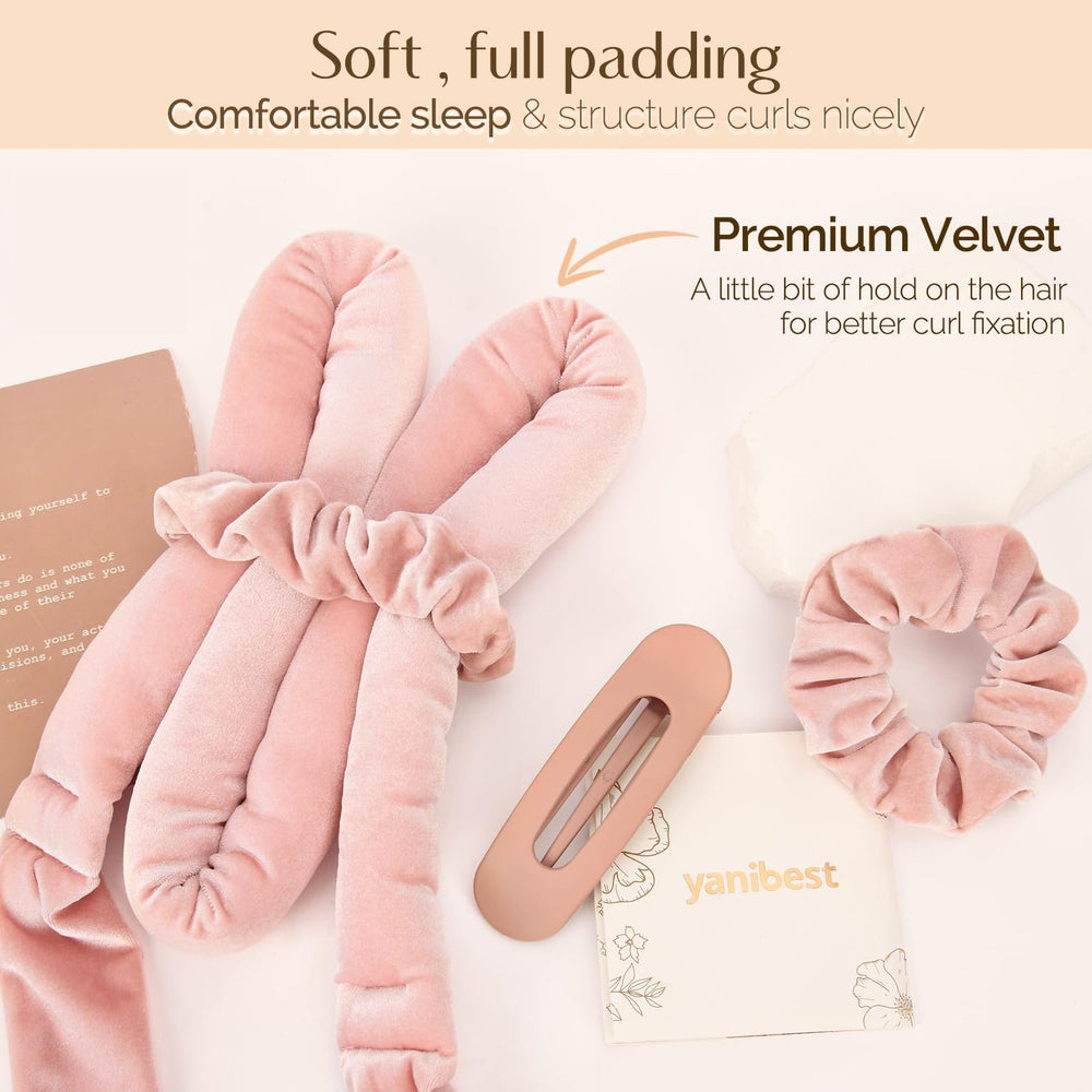 Yanibest boucleur sans chaleur rose wrap ruban pour boucles naturelles