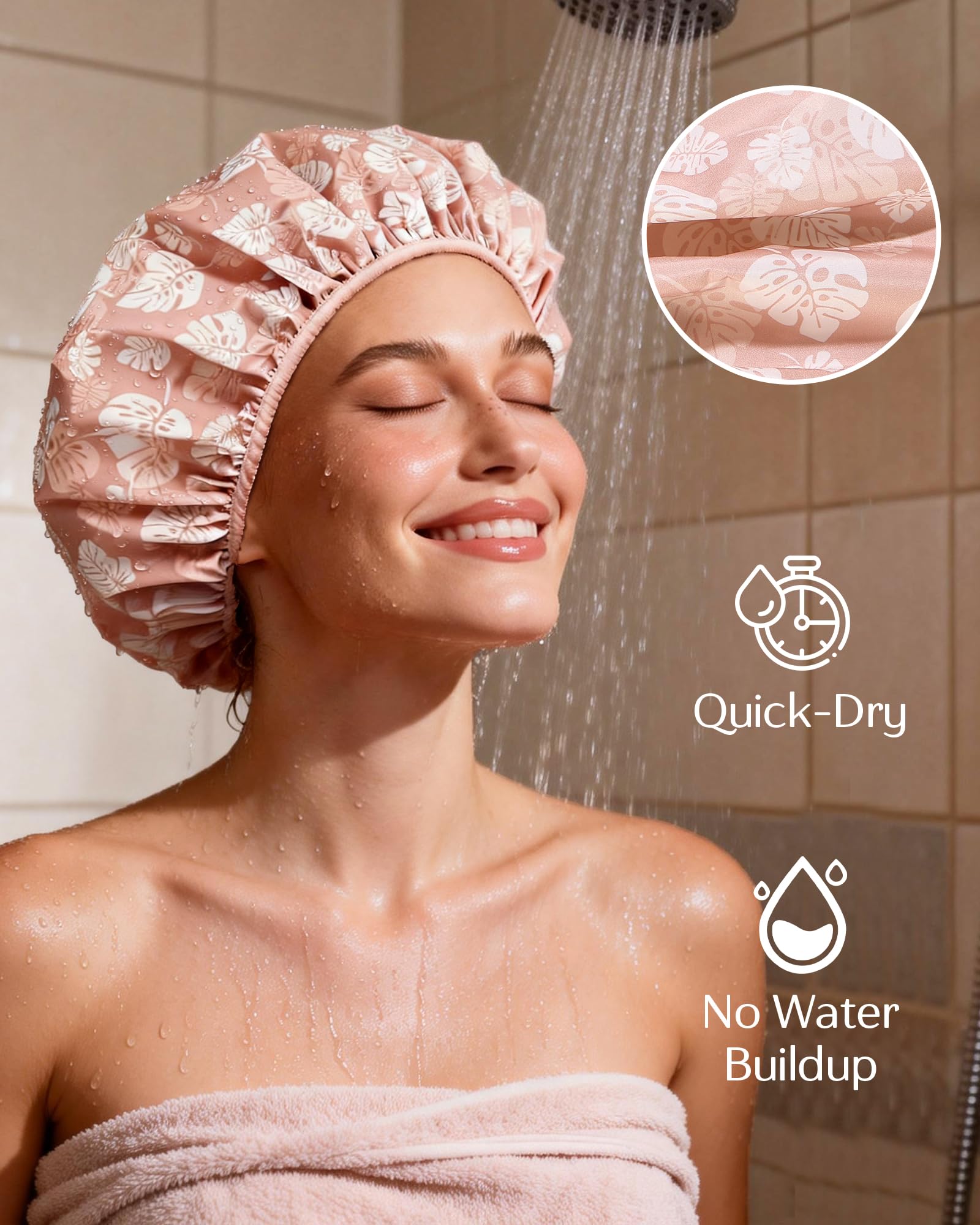 Yanibest cap-douche avec bord élastique souple assure un ajustement sûr sans glissement.