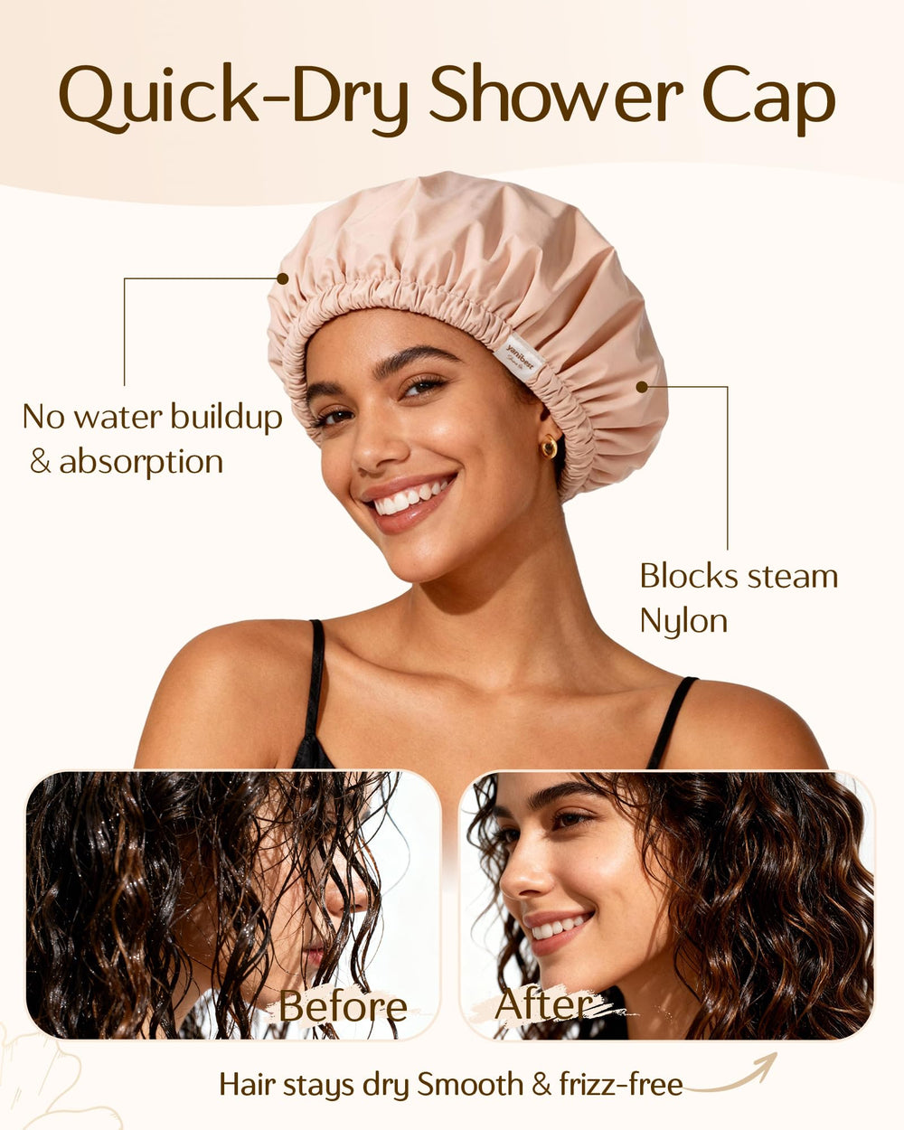 Yanibest cap de douche elastic doux maintien confortable sans tirer les cheveux
