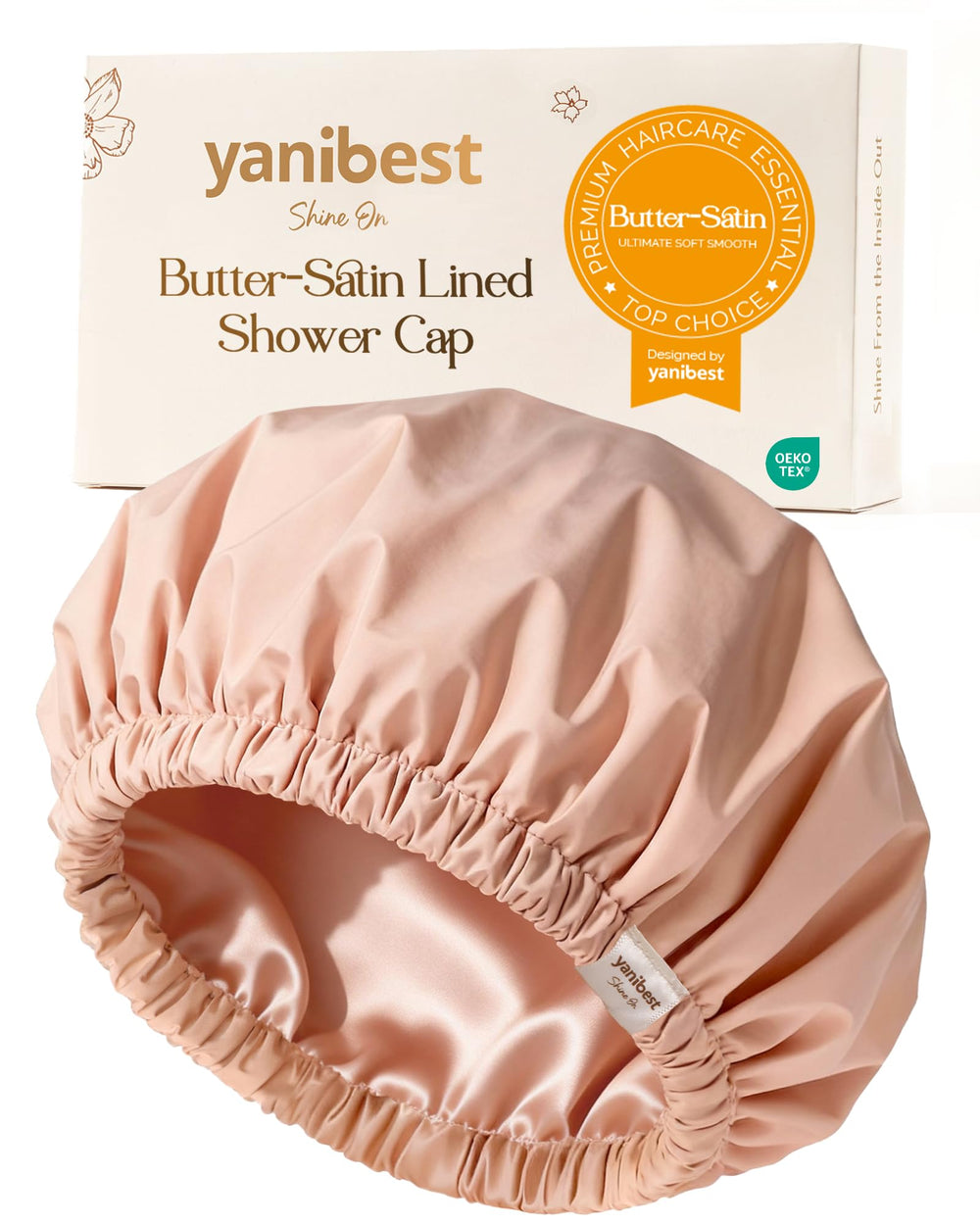 Yanibest cap de douche imperméable avec doublure satin protégeant les cheveux