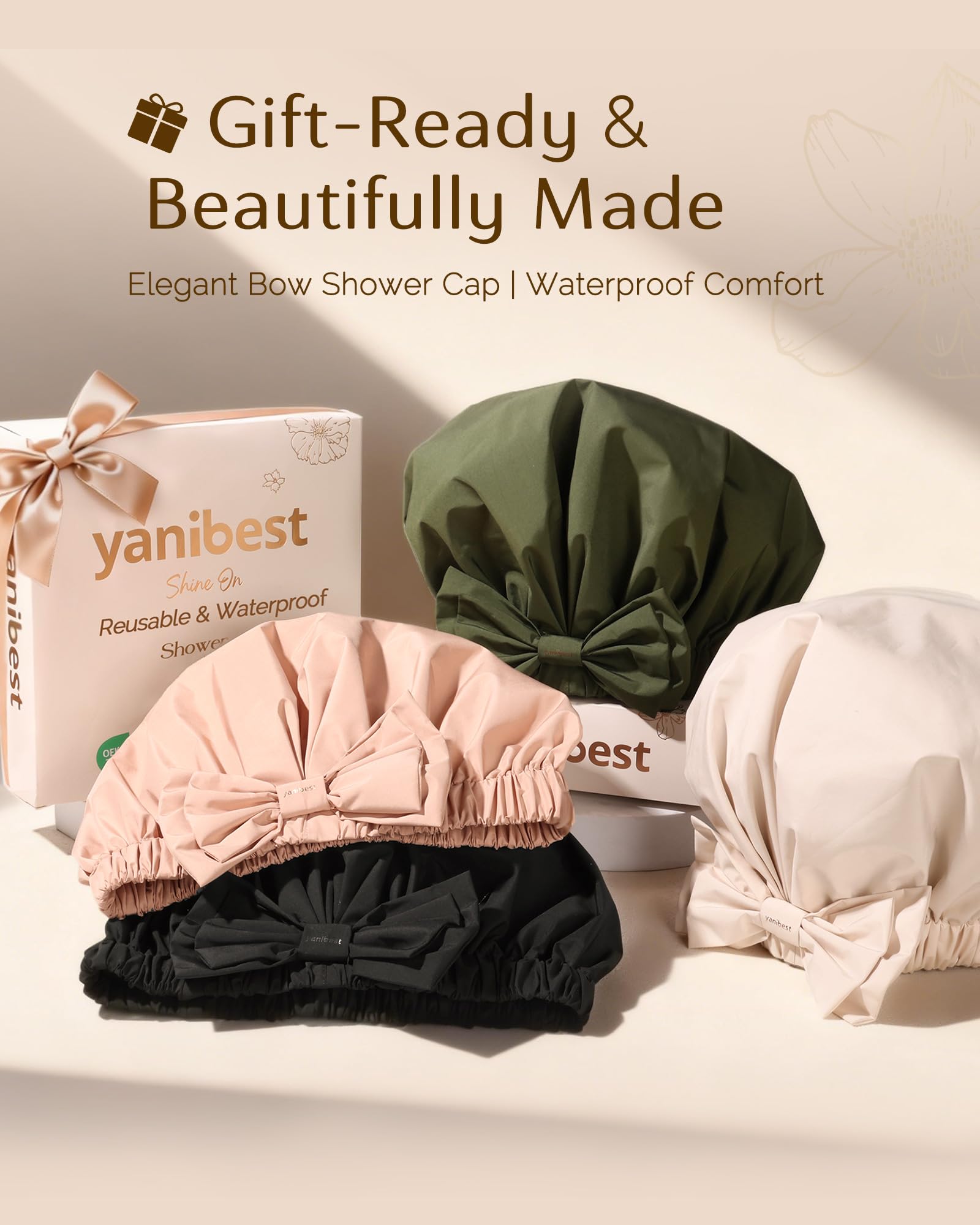 Yanibest cap douche noeud papillon design charmant et protection fiable contre l'eau.