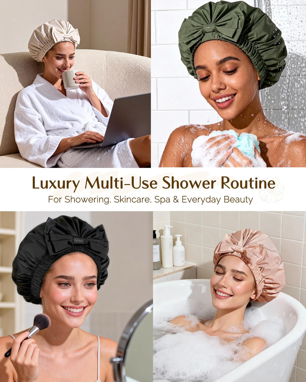 Yanibest cap douche rose floral ajoute style tout en gardant les cheveux au sec.