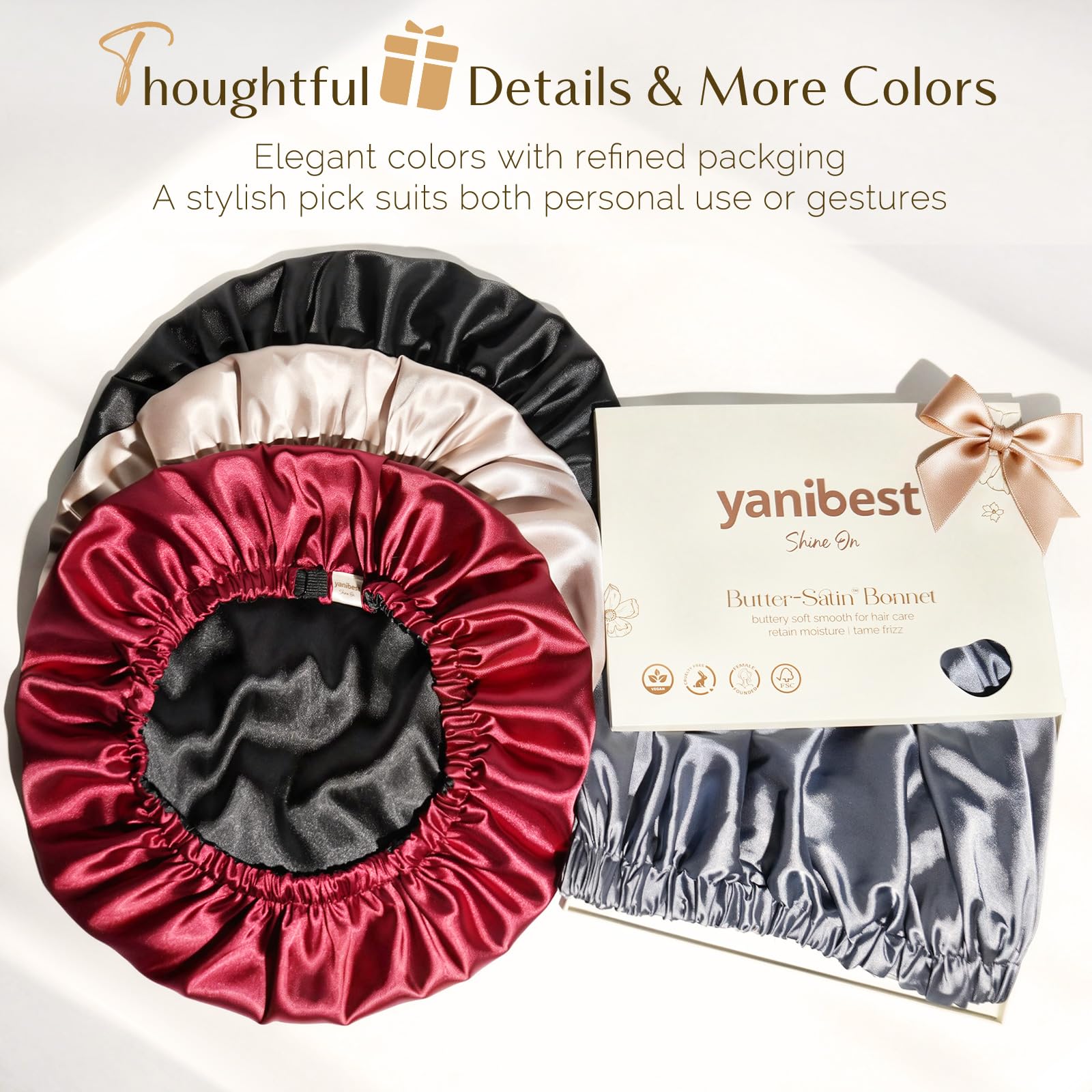 Yanibest bonnet satin-double-couche-ajustable, maintien personnalisé et sûr.