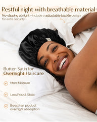 Yanibest bonnet satin-protection-cheveux, réduit frottements et électricité statique.