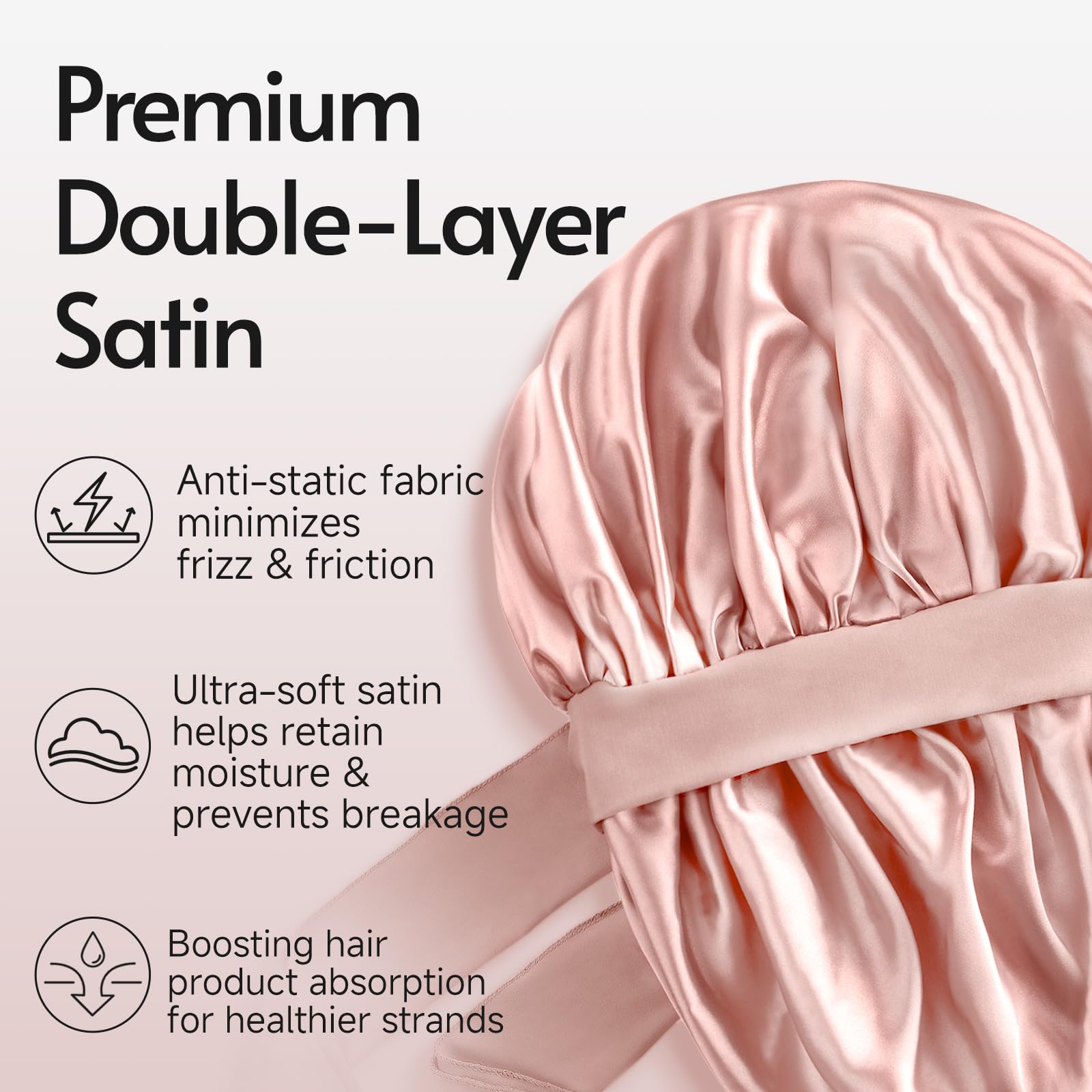 Yanideer bonnet satin avec attache anti-glissant pour un maintien sûr.