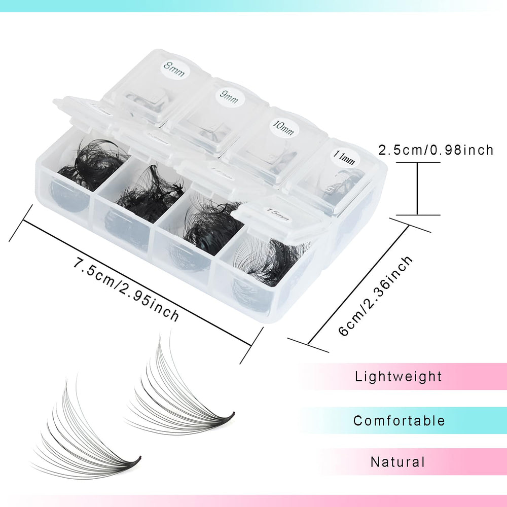 YANTAISIYU 10mm, boucles 20D, fans préfabriqués pour cils, allure naturelle.