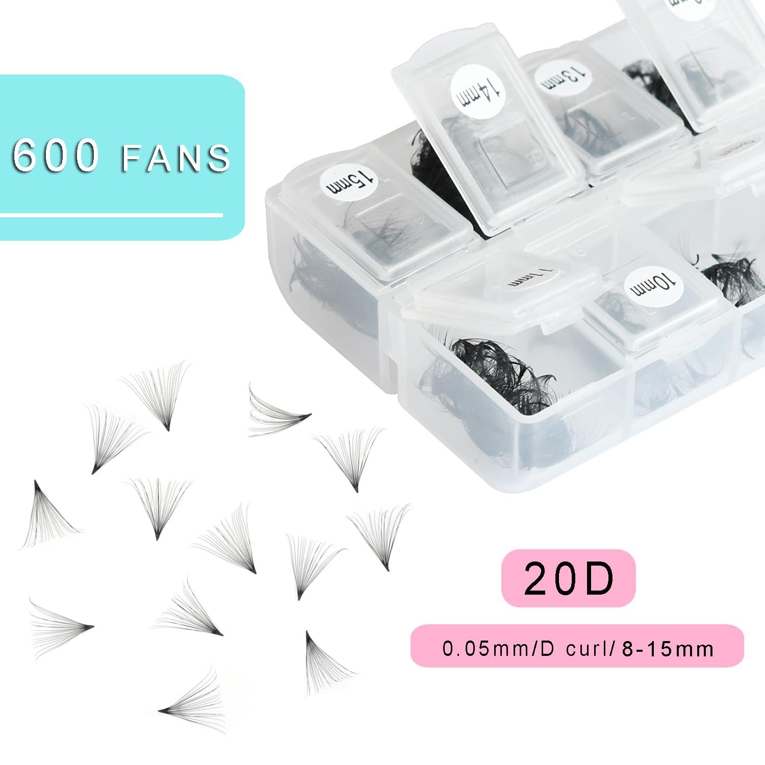 YANTAISIYU 9mm, boucles 20D, fans préfabriqués pour cils, retouche rapide.