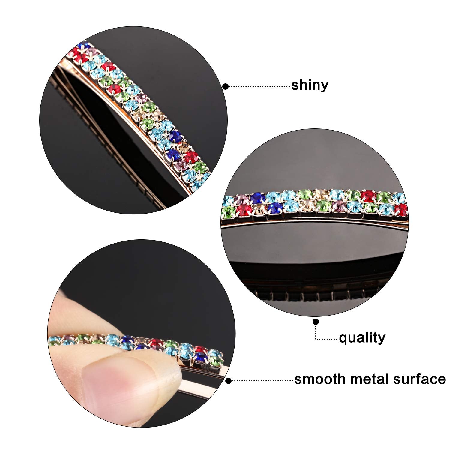 Barrette Yaomiao strass double rang, léger et résistant pour toutes coiffures.
