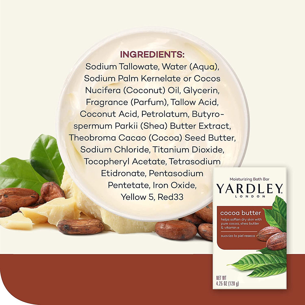 Ingrédients naturels Yardley London avec vitamine E pour nourrir.