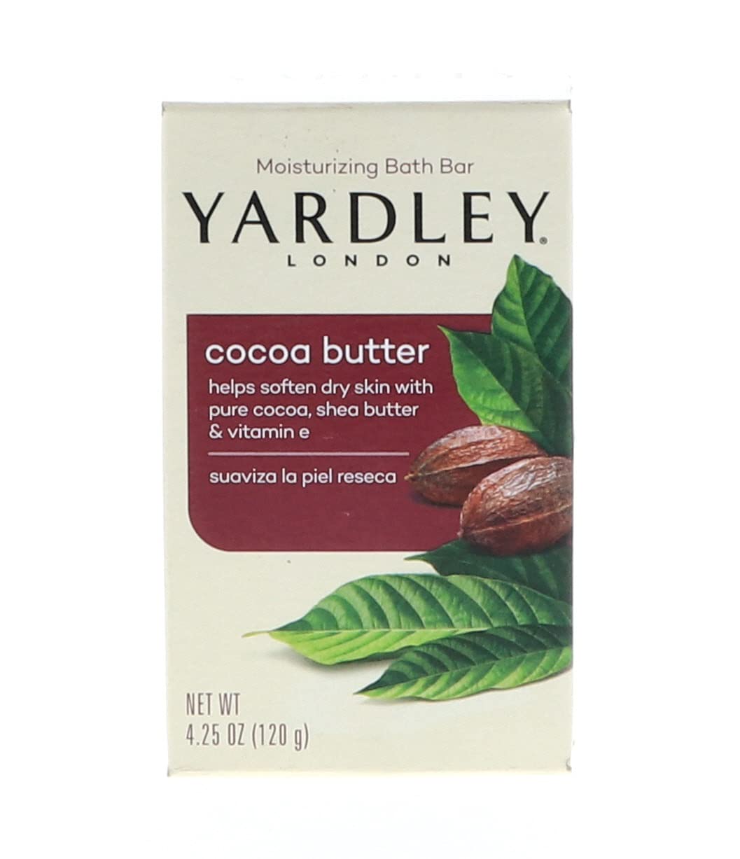 Barre Yardley London au beurre pur cacao et vitamine E, emballage élégant.