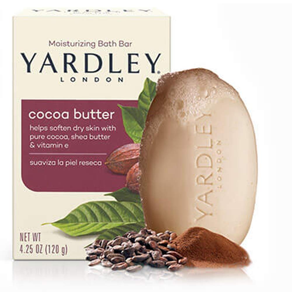 Savon de bain Yardley London au beurre de cacao, hydratant et nourrissant.