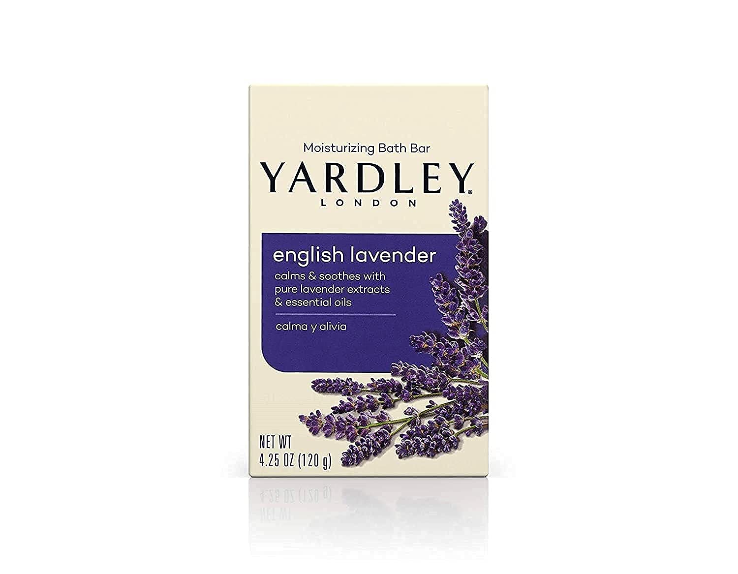 Savon Yardley London lavande-anglaise avec huiles essentielles, hydratant et apaisant.