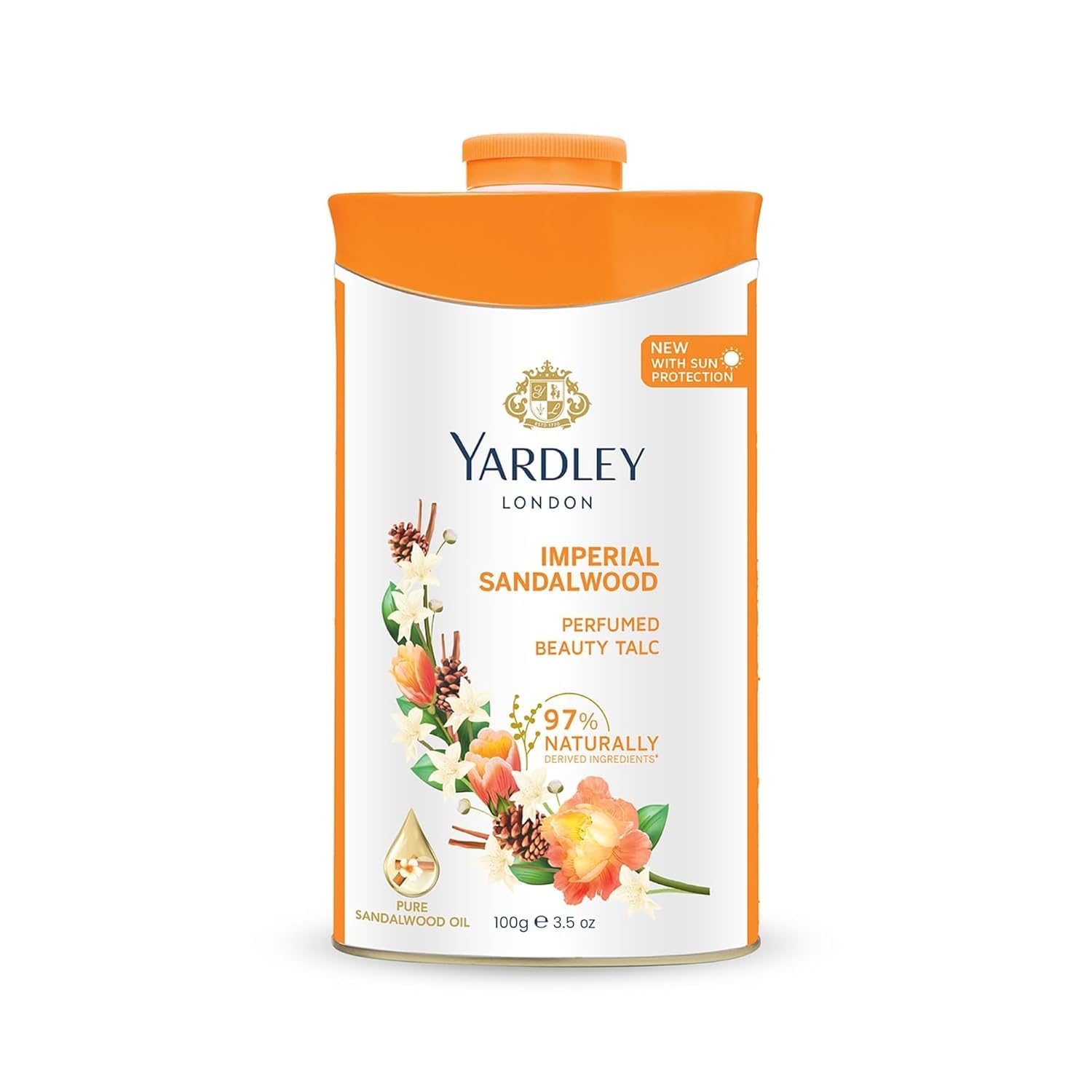 Yardley talc parfumé santal, fraîcheur légère après la douche.
