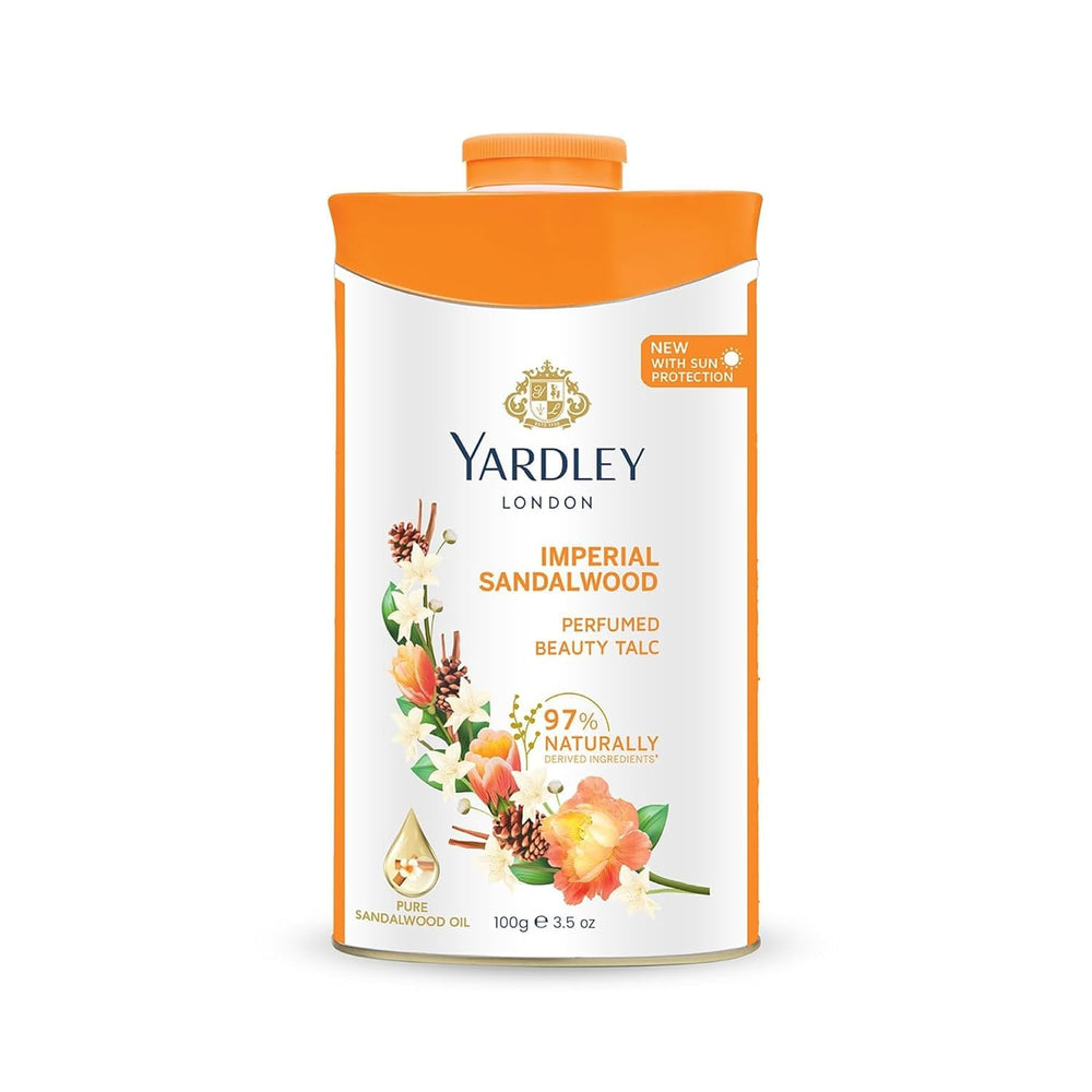 Yardley talc parfumé santal, fraîcheur légère après la douche.
